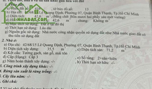 Nhà 2 tầng 4x11m 42/68/15 Lê Quang Định 4.6 tỷ