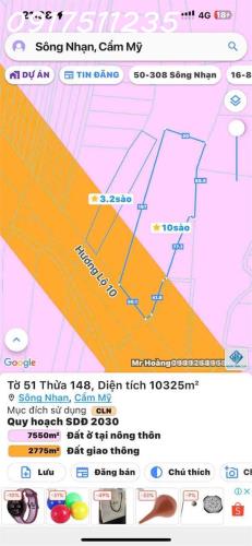 Mặt_tiền đường HL10 Sông Nhạn Cẩm Mỹ. Vitri ngay ngã tư cổng Sân_bay ra 2km, 5.5ha