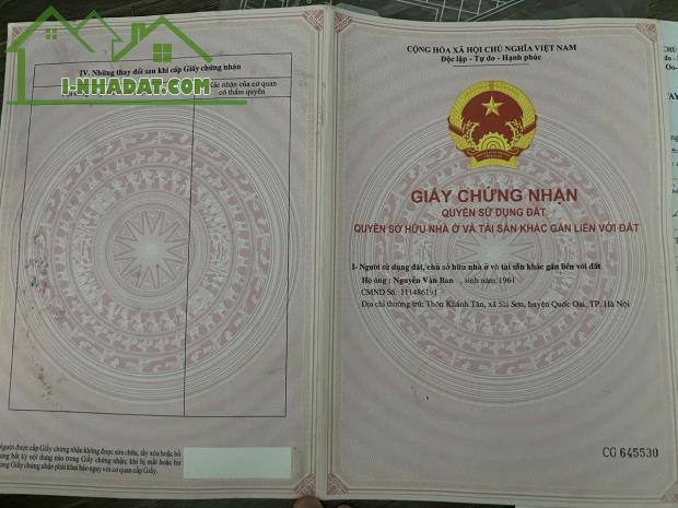 CHÍNH CHỦ CẦN BÁN ĐẤT VƯỜN Thôn Khánh Tân - Sài Sơn - Quốc Oai - Hà Nội - 2