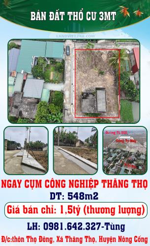 CHÍNH CHỦ BÁN ĐẤT THỔ CƯ 3MT NGAY CỤM CÔNG NGHIỆP THĂNG THỌ - 4