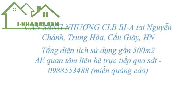 CẦN SANG NHƯỢNG CLB BI-A tại Nguyễn Chánh, Trung Hòa, Cầu Giấy, HN (gần BIGC THĂNG LONG)