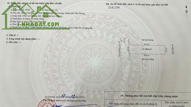 Bán đất phân lô chung cư Cách Hạ, An Dương,  Hải Phòng diện tích 100m2  giá 3 Tỷ