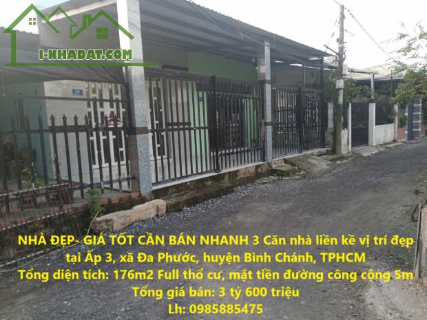 NHÀ ĐẸP- GIÁ TỐT CẦN BÁN NHANH 3 Căn nhà liền kề vị trí đẹp tại huyện Bình Chánh, TPHCM