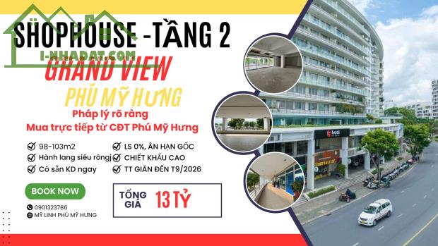 Bán 2 Căn Shop Tầng 2 Cuối cùng dự án Grand View Phú Mỹ Hưng. 103 m2, 13 tỷ, mua ngay