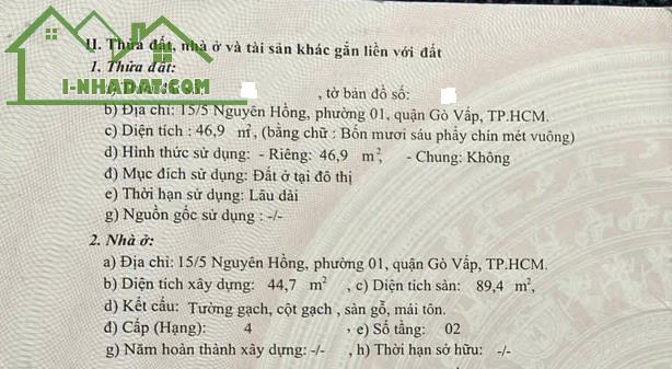 Nhà 3 tầng 3.3x17m 15/5 Nguyên Hồng 6.3 tỷ - 1