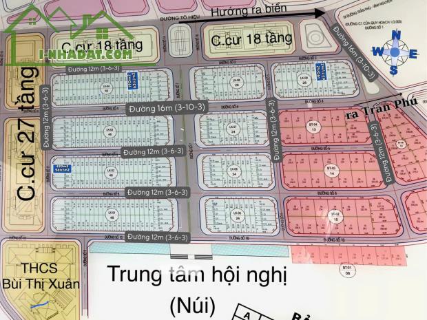 Bán đất sổ hồng KĐT Mipeco Nha Trang, DT 135m2, Đông Bắc, cách biển 500m, giá 73tr/m