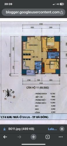 Chính chủ cần bán căn hộ chung cư tại tòa CT4B KĐT Xa La, Phường Phúc La, Hà Đông, Hà Nội