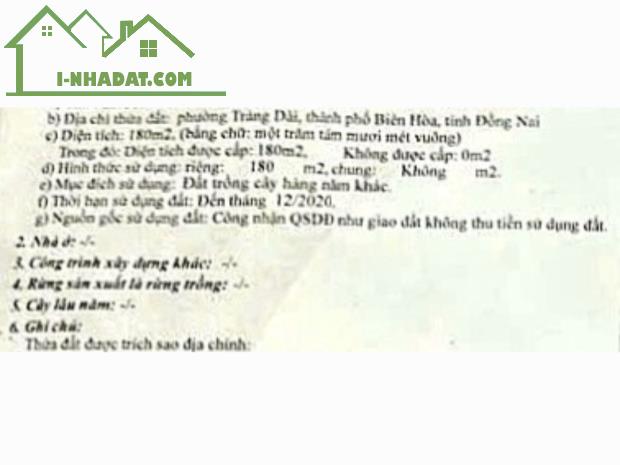 BÁN RẺ NHÀ ĐẤT TRẢNG DÀI SỔ HỒNG RIÊNG ĐƯỜNG RỘNG 5m GẦN NGUYỄN KHUYẾN - 1