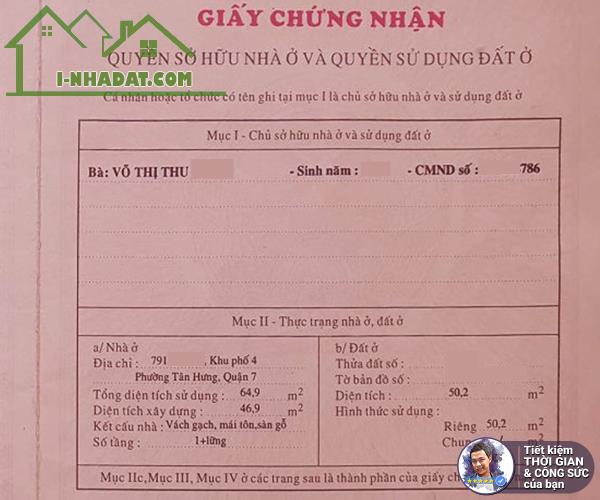 NHÀ 50M2. 3.6X14. HẺM 3M. SỬ DỤNG THỰC TẾ 88M2. HẺM VIP 791 TRẦN XUÂN SOẠN. SÁT QUẬN 1 - 4