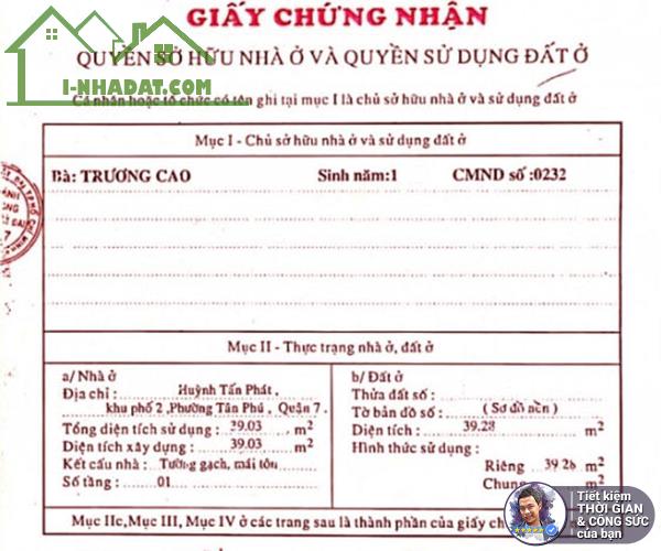 BÁN NHÀ HUỲNH TẤN PHÁT, TÂN PHÚ. GẦN 40M2. 3.5MX11M. NHÀ MỚI 3 TẦNG. HOÀN CÔNG ĐẦY ĐỦ - 6