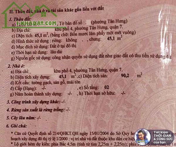 BÁN NHÀ HẺM 791 TRẦN XUÂN SOẠN. 45M2. 4MX12M. HẺM 4M.  2 TẦNG. KHU DÂN CƯ AN NINH - 7