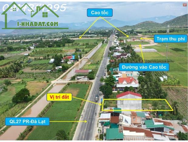 Nút giao cao tốc Cam Lâm Vĩnh Hảo. Mặt QL27A, 20x50m sân bay Thành Sơn 5km, QL1 6km - 1