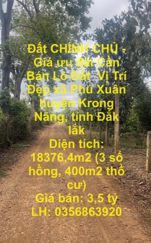 Đất CHÍNH CHỦ - Giá ưu đãi Cần Bán Lô Đất  Vị Trí Đẹp xã Phú Xuân huyện Krong Năng, tỉnh