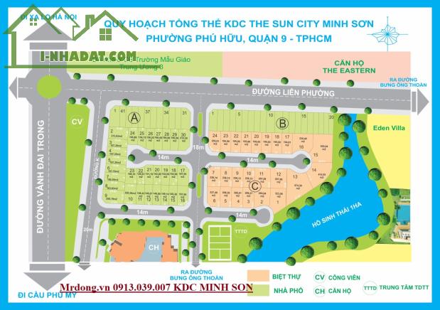 79 Lô KDC Minh Sơn 300m2 35tr/m2 The Sun City Minh Son, Rẻ Nhất Liên Phường