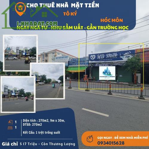 CỰC SỐC- Cho thuê nhà mặt tiền Tô Ký 270m2, 17 Triệu - NGANG 9M