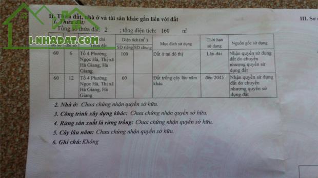 Chính Chủ Cần Bán Lô Đất Đẹp Tại  408 Phố Lý Thường Kiệt Xã Ngọc Đường Hà Giang