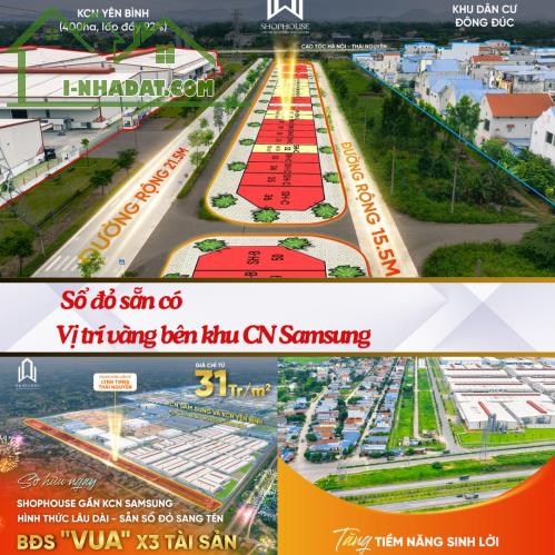 2 TỈ SỞ HỮU NGAY SHOP HOUSE ĐỐI DIỆN KHU CÔNG NGHIỆP YÊN BINH SAM SUNG 150.000 CÔNG NHÂN