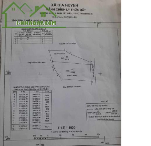 Đất Đẹp - Giá Tốt - Chính Chủ Cần Bán Lô Đất Vị Trí Đẹp Tại Xã Gia Huynh, Tánh Linh Bình - 1