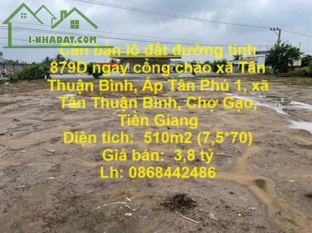 Cần bán lô đất đường tỉnh 879D ngay cổng chào xã Tân Thuận Bình, Chợ Gạo , Tiền Giang