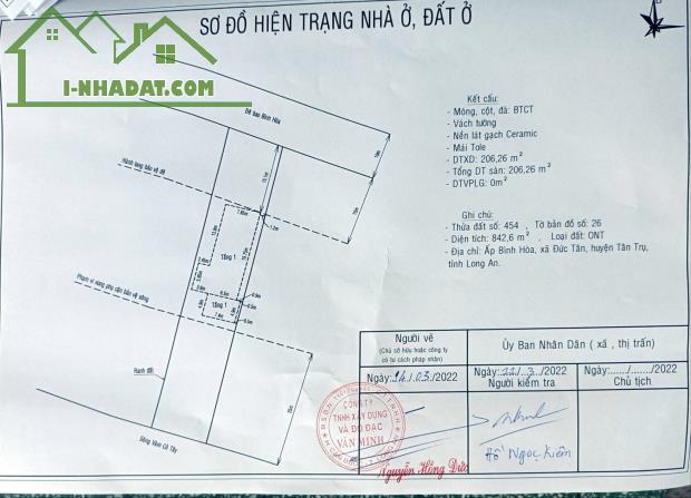 Bán gấp lô đất thổ có nhà mặt tiền sông Vàm Cỏ Tây giá 2,6 tỷ - 1