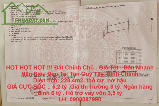 HOT HOT HOT !!! Đất Chính Chủ - Giá Tốt - Bán Nhanh Nền Siêu Đẹp Tại Tân Quý Tây, Bình - 4