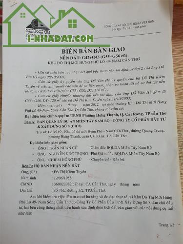 Chính Chủ Bán Nhanh 2 Lô Đất Nền G42 - G43 Đường Số 17  KĐT Mới Hưng Phú, Cái Răng, Cần - 2