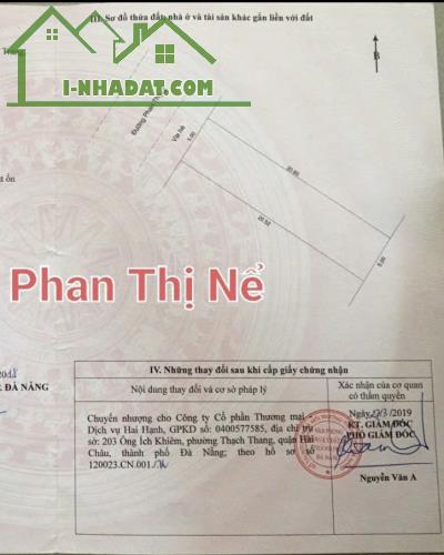 BÁN ĐẤT MT ĐƯỜNG PHAN THỊ NỂ-HOÀ MINH-LIÊN CHIỂU