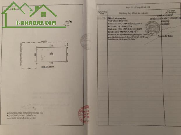 Bán nhà MTKD Trịnh Đình Trọng, phường Phú Trung, quận Tân Phú, dt 5,6x11,7m gác lửng 9 tỷ - 2