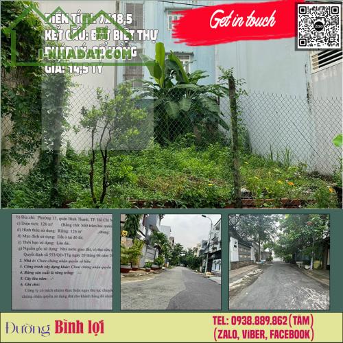 Bán Lô đất khu Biệt Thự Bình Lợi 7x18 13,5 tỷ - 2