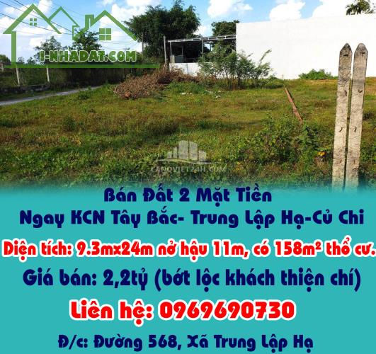 Chính Chủ Cần Bán Đất 2 Mặt Tiền Ngay KCN Tây Bắc- Trung Lập Hạ-Củ Chi