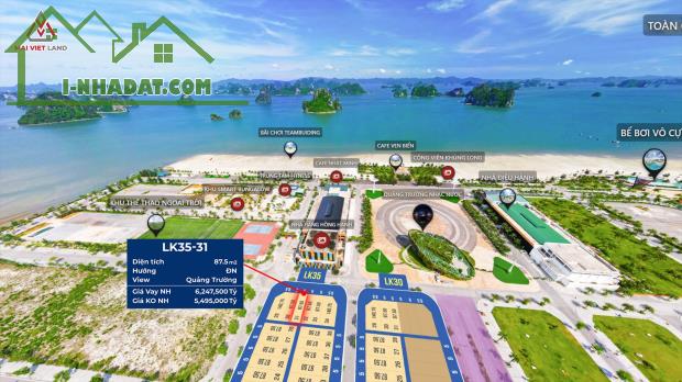 BÁN GẤP lô hoa hậu dự án Phương Đông Vân Đồn view biển, 87.5m2, mặt tiền 5m. Sẵn sổ, b