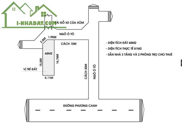 Bán Đất Thổ Cư Phương Canh-Nam Từ Liêm, 68m2 thực tế 82m, Oto đậu cửa chỉ 40m ra oto tránh - 4