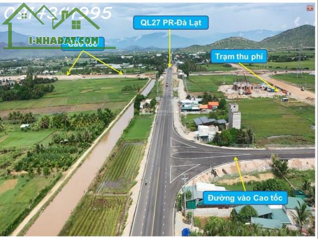 Nút giao cao tốc Cam Lâm Vĩnh Hảo. Mặt QL27A, 20x50m sân bay Thành Sơn 5km, QL1 6km - 1