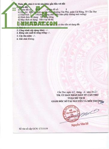 Bán Nền số 78 đường B4 kdc Tân Phú, P. Tân Phú, Q CÁi Răng, TP. CẦn Thơ.