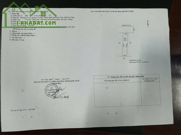 Bán 2 lô đất mặt tiền Lê Lai (đường rộng 14m bao lề) - P.Trường Chinh - TP Kon Tum