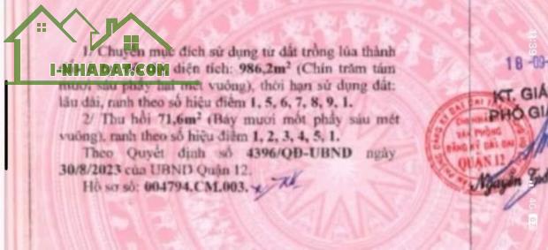 BÁN (1.105M2) ĐẤT VÀ NHÀ MẶT TIỀN ĐÔNG HƯNG THUẬN 17, QUẬN 12. GIÁ 45 TỶ TL - 4