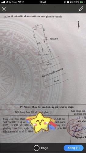 Bán Đất biển tặng Nhà NGUYỄN HỮU CẦU, Hoà Hải, NHS, Đà Nẵng diện tích 173m giá 6,6 tỷ.