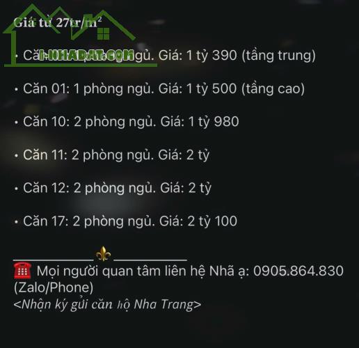 Giỏ hàng các căn hộ đang bán tại CT2 VCN Phước Long, Nha Trang mới nhất - 4