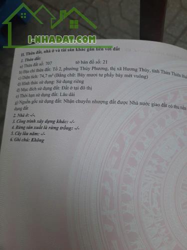 Bán đất 74,7m2 Kiệt ôtô Nguyễn Duy Cung, phường Thủy Phương, Hương Thủy, chỉ 780 triệu - 4