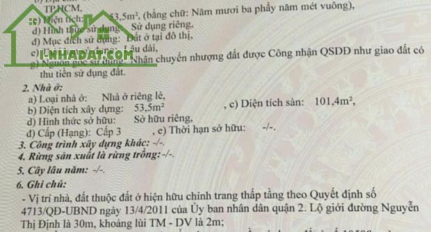 Bán Nhà mặt tiền Nguyễn Thị Định Quận 2 dt ( 4,55 x 13m ) giá TL - 1