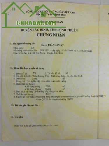 CHÍNH CHỦ CẦN BÁN GẤP LÔ ĐẤT MẶT ĐƯỜNG RỘNG TRUNG TÂM Tại TT Lương Sơn, huyện Bắc Bình, - 2