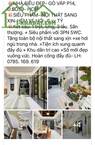 NHÀ MỚI LOÁNG- TIỆN KD- Ở- HXH-6PN- GÒ VẤP .HCM- P16-GẦN MẶT TIỀN  CITYLAND CAO CẤP