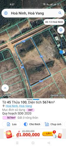 Cần bán lô góc 5500m2 khu biệt thự nam nhà vườn.xã hoà ninh.huyện hoà vang.đà nẵng - 1