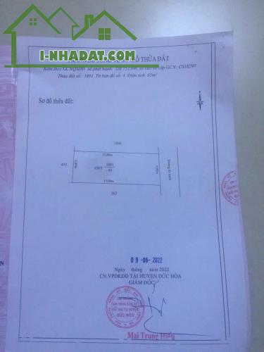 Bán đất xã Đức Hoà Hạ, 5x12m giá 750 triệu/ SHR. Thổ cư 100%. Lh: 0889841300 - 3