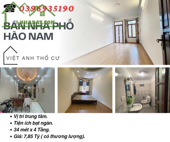 Bán nhà Hào Nam Đống Đa, Sổ Đỏ Vuông Vắn, Khu Trung Tâm, 34mx4T, Giá: 7,85 Tỷ, Lh: