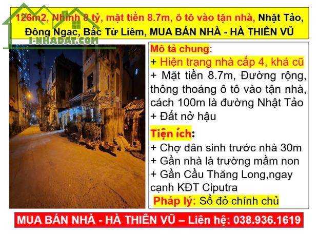 126m2, Nhỉnh 8 tỷ, mặt tiền 8.7m, ô tô vào tận nhà, Nhật Tảo, Đông Ngạc, Bắc Từ Liêm - 3