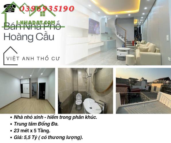 Bán nhà phố Hoàng Cầu, Lõi Đống Đa, Tiện Ích Vô Vàn, 23mx5T,  Giá: 5,5 Tỷ, Lh: 0396935190.