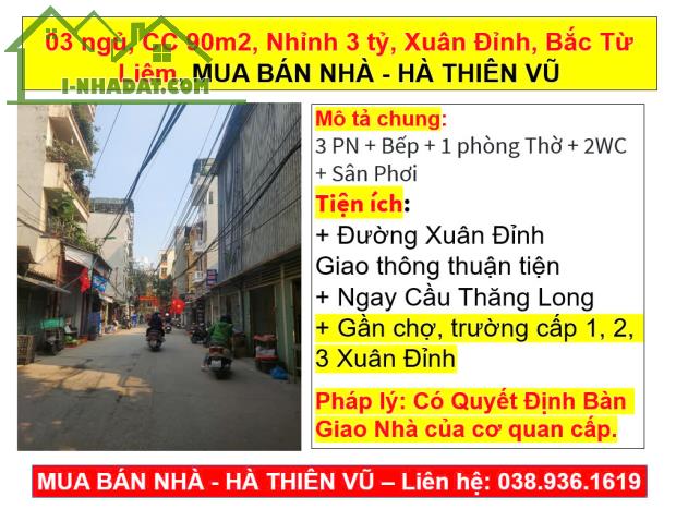 03 ngủ, CC 90m2, Nhỉnh 3 tỷ, Xuân Đỉnh, Bắc Từ Liêm, MUA BÁN NHÀ - HÀ THIÊN VŨ - 5