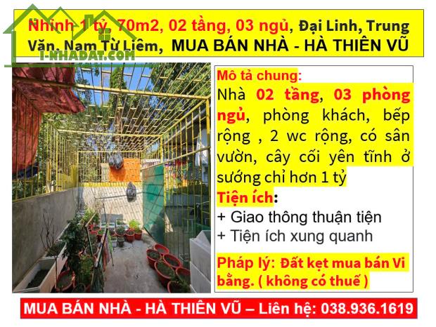 Nhỉnh 1 tỷ, 70m2, 02 tầng, 03 ngủ, Đại Linh, Trung Văn, Nam Từ Liêm, HÀ THIÊN VŨ - 5