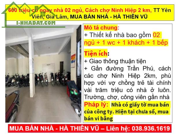 600 triệu có ngay nhà 02 ngủ, Cách chợ Ninh Hiệp 2 km, TT Yên Viên, Gia Lâm, HÀ THIÊN VŨ - 5